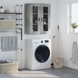 Berkfield Home Wall Mounted Cabinet Concrete Grey 69.5x34x90 cm - thumbnail 1