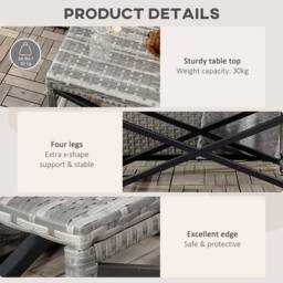 Wyld Haus Donori Mixed Grey Rattan Style Outdoor Coffee Table with X Frame - thumbnail 6