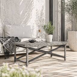 Wyld Haus Donori Mixed Grey Rattan Style Outdoor Coffee Table with X Frame