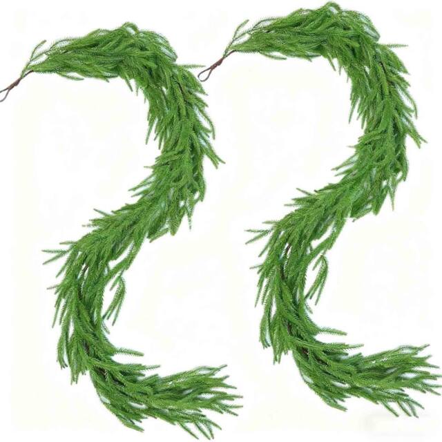 Leaper Pack of 1 9FT Real Touch Norfolk Pine Garland in Green - image 1