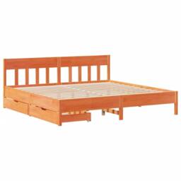Berkfield Home Bed Frame without Mattress Wax Brown 180x200 cm Super King Solid Wood Pine - thumbnail 3