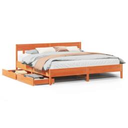 Berkfield Home Bed Frame without Mattress Wax Brown 180x200 cm Super King Solid Wood Pine - thumbnail 2