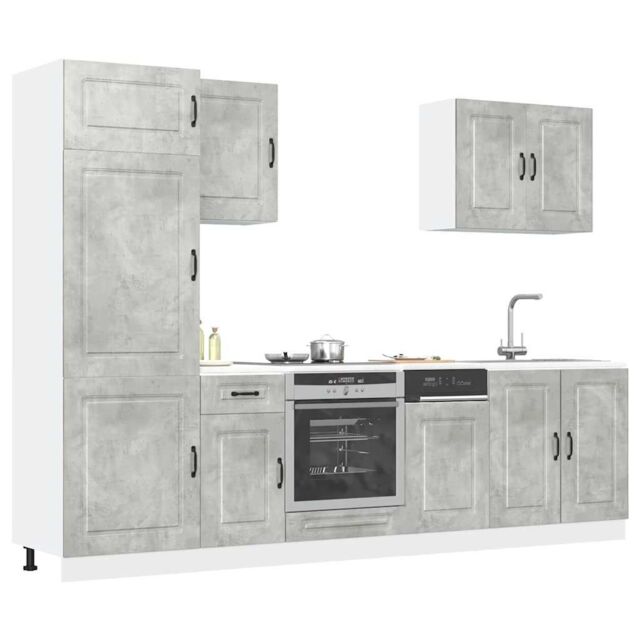Berkfield Home 7 Piece Kitchen Cabinet Set Kalmar Concrete Grey Engineered Wood - image 1