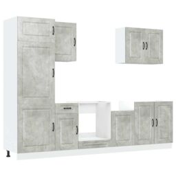 Berkfield Home 7 Piece Kitchen Cabinet Set Kalmar Concrete Grey Engineered Wood - thumbnail 2