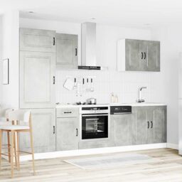 Berkfield Home 7 Piece Kitchen Cabinet Set Kalmar Concrete Grey Engineered Wood - thumbnail 3