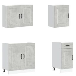 Berkfield Home 7 Piece Kitchen Cabinet Set Kalmar Concrete Grey Engineered Wood - thumbnail 4