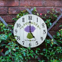 mysmartbuy Lavender Indoor or Outdoor Clock - Battery Powered Weather Resistant Floral Wall or Fence Clock for Home or Garden - 27cm Diameter - thumbnail 2