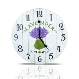 mysmartbuy Lavender Indoor or Outdoor Clock - Battery Powered Weather Resistant Floral Wall or Fence Clock for Home or Garden - 27cm Diameter