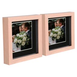 "Nicola Spring 6"" x 6"" 3D Box Photo Frames - 4"" x 4"" Mount - Light Brown - Pack of 2 in Black" - thumbnail 1