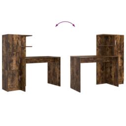 Berkfield Home Desk with Storage Smoked Oak Engineered Wood in Brown - thumbnail 9