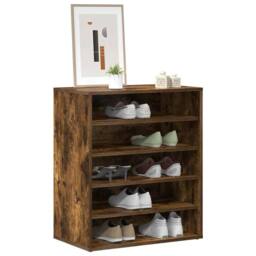 Berkfield Home Shoe Cabinet Smoked Oak 60x35x70 cm Engineered Wood in Brown - Size: 60 x 35 x 70 cm - thumbnail 4
