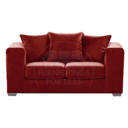 Furnishings For Less UK Ella Boxed Arm Plush Velvet Fabric Sofa Set 3 & 2 Seater sofa Red - thumbnail 3