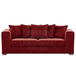 Furnishings For Less UK Ella Boxed Arm Plush Velvet Fabric Sofa Set 3 & 2 Seater sofa Red - thumbnail 2