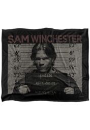 Warner Brothers Supernatural Sam Mug Shot Silky Touch Super Soft Throw Blanket in White - thumbnail 1