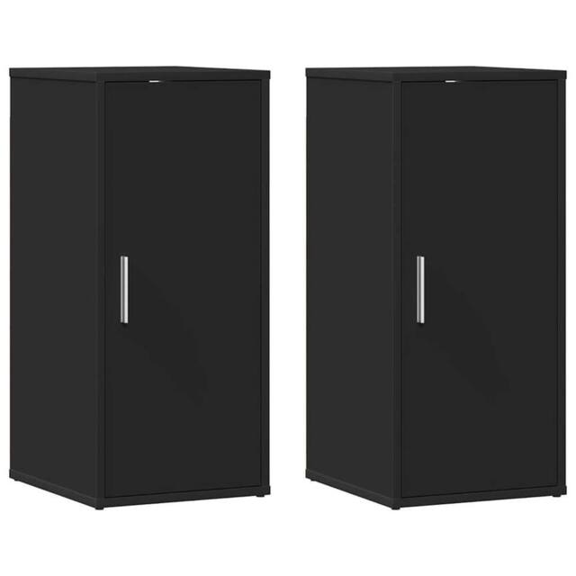 Berkfield Home Shoe Cabinets 2 pcs Black 32x35x70 cm Engineered Wood - Size: 32 x 35 x 70 cm - image 1