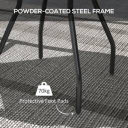 OUTSUNNY Garden Table with Glass Printed Design for Outdoor in Tan - thumbnail 5