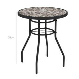 OUTSUNNY Garden Table with Glass Printed Design for Outdoor in Tan - thumbnail 3