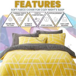 GAVENO CAVAILIA Ely Geo Printed Duvet Cover in Yellow - Size: Double - thumbnail 3