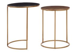 Orsina Nest Of Two Gold Tables, Space-Saving Modern Nesting Tables, Zinc Table Tops With Gold Base - thumbnail 2