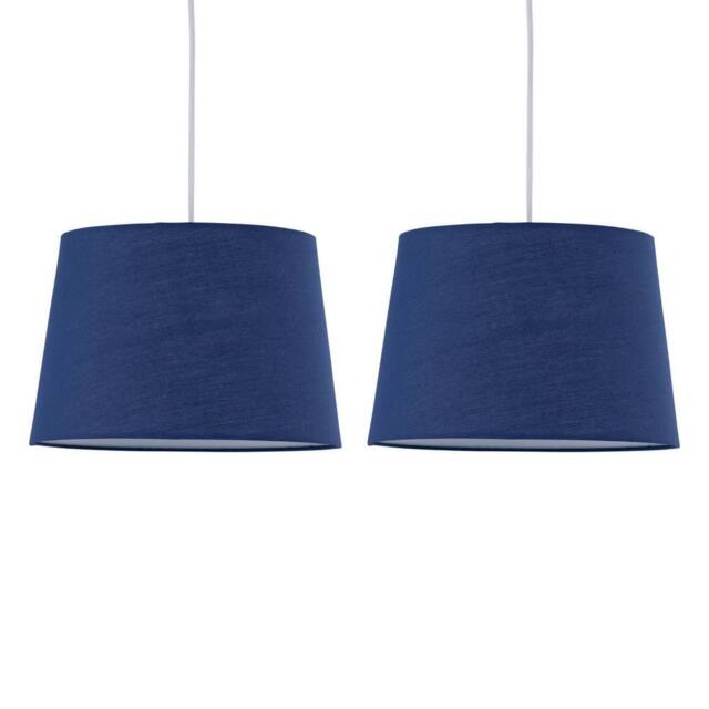 First Choice Lighting Set of 2 Navy Cotton 28cm Tapered Cylinder Pendant or Lamp Shades - image 1