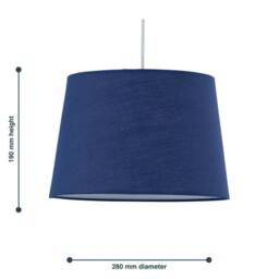 First Choice Lighting Set of 2 Navy Cotton 28cm Tapered Cylinder Pendant or Lamp Shades - thumbnail 6