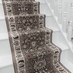 runrug Stair Runner Carpet for Staircases - Soft & Comfy, 9mm - 'Kashan' in Brown - Size: 60 cm x 600 cm - thumbnail 1