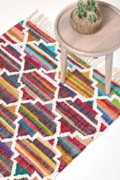 Homescapes Amsterdam Handwoven Cotton Chindi Kilim Pattern Rug - Size: 160 cm x 230 cm