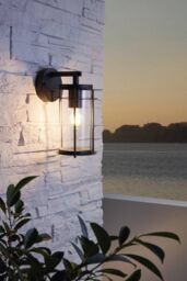 Eglo Valdeo Clear Metal & Glass IP44 Outdoor Wall Light in Black - thumbnail 2