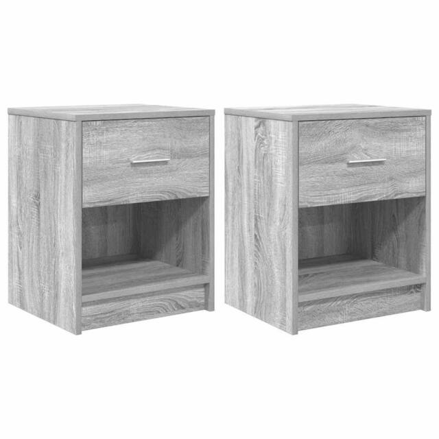 Berkfield Home Bedside Cabinets 2 pcs with Drawer Grey Sonoma 40x34x50 cm in Light Grey - Size: 40 x 34 x 50 cm - image 1