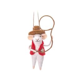 The Alphabet Gift Shop Cowboy Sheriff Mouse Felt Decoration in Red - thumbnail 1