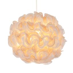 Happy Homewares Modern White & Taupe Ribbon Velvet Fabric Round Pendant Light Shade - thumbnail 2