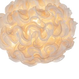 Happy Homewares Modern White & Taupe Ribbon Velvet Fabric Round Pendant Light Shade - thumbnail 3