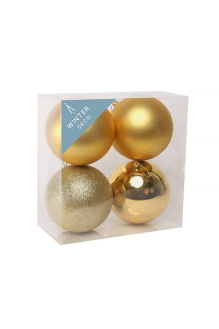 KDMD Gold Shatterproof Baubles 12cm 4 Pack - image 1