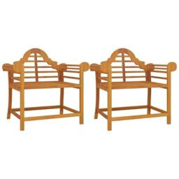 Berkfield Home Beautiful Garden Chairs 2 pcs 91x62x94 cm Solid Wood Teak in Brown - Size: 91 x 62 x 94 cm - thumbnail 3