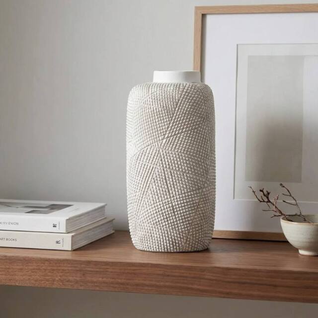 Garden Greatness Blanc Abstract Pattern Vase in Light Stone - Size: 1 Pack