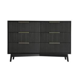 Home Garden Direct Monza 6 Chest of Drawer with Fluted Front Black - thumbnail 5