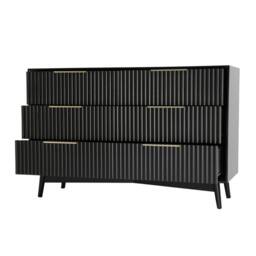 Home Garden Direct Monza 6 Chest of Drawer with Fluted Front Black - thumbnail 6