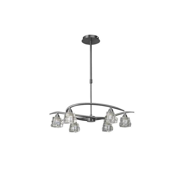 Netlighting Iku Telescopic Semi Flush Convertible 6 Light G9 Satin Nickel in Grey - image 1