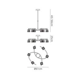 Netlighting Iku Telescopic Semi Flush Convertible 6 Light G9 Satin Nickel in Grey - thumbnail 2