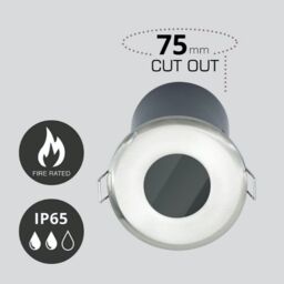 First Choice Lighting Set of 16 Fire Rated Bathroom Recessed Downlights - Brushed Steel IP65 in Silver - thumbnail 3