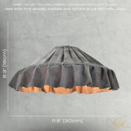 Happy Homewares Shabby Chic Grey Folded Hanging Velvet Fabric Pendant Lighting Shade - thumbnail 7