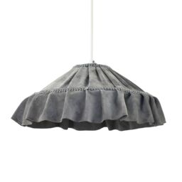 Happy Homewares Shabby Chic Grey Folded Hanging Velvet Fabric Pendant Lighting Shade - thumbnail 2