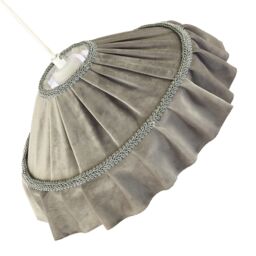 Happy Homewares Shabby Chic Grey Folded Hanging Velvet Fabric Pendant Lighting Shade - thumbnail 4