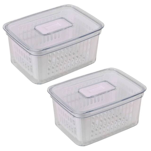Havendro 2PCS 1.6L Fridge Organiser Container Basket Food Fruit Storage Box in Clear - image 1