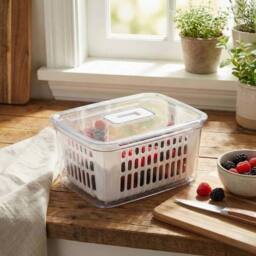 Havendro 2PCS 1.6L Fridge Organiser Container Basket Food Fruit Storage Box in Clear - thumbnail 3