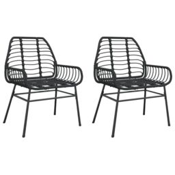 Berkfield Home Garden Chairs 2 pcs Black Poly Rattan - thumbnail 2