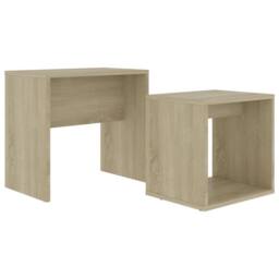 Berkfield Home Coffee Table Set Sonoma Oak 48x30x45 cm Engineered Wood in Light Tan - Size: 48 x 30 x 45 cm