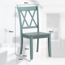Costway Set of 2 Dining Chairs Wooden Kitchen Side Chair Armless Chairs w/ X Back in Green - thumbnail 2