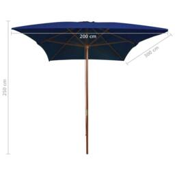 Berkfield Home Outdoor Parasol with Wooden Pole Blue 200x300 cm - thumbnail 6