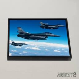 "Artery8 US Military Formation F 16 Fighting Falcons Framed Canvas Wall Art Print in Blue - Size: W12"" x H16""" - thumbnail 2